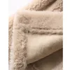 Zimowy płaszcz kobiety owce stekowanie płaszcza koreańsko -mody z kapturem lambowola długa futra płaszcz swobodna damska kurtka fur