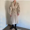 春のウールのコートの女性のランタンスリーブシングルブレストプラシェーズダムスキープラスサイズマントーフェムメハイバーシックオーバーコート210510