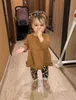 Herbst Winter Kleinkind Kinder Baby Mädchen Kleidung Trainingsanzug Sets Rüschen Langarm Tops Leopard Hosen Kopfbedeckung Outfits 211021