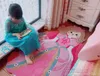 Halılar özel pembe kız prenses karikatür çocuk anaokulu oturma odası yatak odası başucu çalışması el yapımı halı özelleştirme