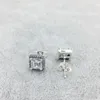 925 Sterling Silver stud Brand New Sparkling Double Hoop Boucles d'oreilles Haute carré CZ Stone Stud Anniversaire Fiançailles Sac À Poussière Cadeaux fit Pandora Charm