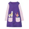 Atlama Metre Noel Elbiseler Bebek Kız Elbise Pamuk Uzun Kollu Aplike Çocuklar için KIZ Giyim Noel 210529