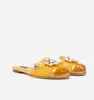 Elegante merken Regenboogkanten sandalen Pantoffels Platte schoenen Bloem Kristallen Branded Leather Zool Slide Juwelen Verfraaiing Mule Casual Wandelen EU34-43