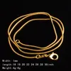 50pcs / lot 1mm argent plaqué collier de serpent lisse avec accessoires de bijoux en or estampés en vrac 16-30 pouces 220216