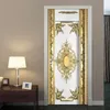 Самострадальная дверь наклейка европейского стиля роскошь золотые резьбы обои гостиная спальня плакат роспись пвх водонепроницаемый стикер 210317