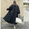 Kadın Ceketler Sokak İnce Stil Siyah Boy Yaka Geri Havalandırma Düğmesi 2021 Dayanın Uzun Pamuklu Ceket Jaqueta Feminina