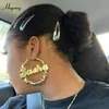 hiyong Custom Name Earrings Bamboo Hoop Earrings Gold Plated Women Girls Hiphop Fashion Jewelry Gifts 21038147795