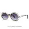 Mincl / Diamond Винтажные круглые Солнцезащитные очки Женщины Роскошные Овальные Мужчины Rhinestone Панк Бренд Дизайнер Очки NX1