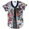 Jersey de béisbol para hombre, camiseta 3d, camisa con botones impresos, camisetas informales de verano Unisex, camiseta de Hip Hop para adolescentes 014