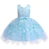 Летние младенческие эмпроидеры принцессы TUTU платье детей элегантные кружевные платья без рукавов цветок девушки свадебное платье день рождения платье Q0716