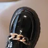 Çizmeler çocuklar ayak bileği örgü patent çocuk deri ayakkabı erkek kız okul üniforması elbise ayakkabı çocuk düz metal toka