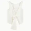 Elegancka koronka Bowknot Kobiety Kamizelka O Neck Tank Bez Rękawów Bez Backless Kobieta do Kamizelki Ubrania Moda Lato 210524