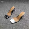 2021 mulheres design de moda feminino pvc saltos sandálias sapata senhora senhora casual calcanhar curto pedaço chinelos sapatos verão meninas ao ar livre ao ar livre toe aberto prata tamanho preto 39 # N88