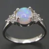 ing Australia biały ogień w 925 Sterling Silver Opal Engagement Wedding biżuteria na prezent
