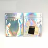 Sacs holographiques anti-odeur de plusieurs tailles, 100 pièces, sacs en Mylar refermables, sacs d'emballage transparents à fermeture éclair pour le stockage des bonbons alimentaires s7029898