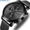 Men's Casual Watch CRRJU Business Men Stainless Steel WristWatch Men's Military waterproof Date Quartz watches relogio masculino 210517