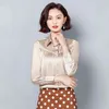 白黒シルクブラウス女性ソリッドプラスサイズのオフィスの女性服Blusas Mujer de Moda Spring長袖シャツ8937 50 210521