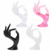 JAVRIK Mannequin Ok Hand Vinger Handschoen Ring Armband Sieraden Display Stand Houder Selling Zwart/Wit/Roze/Transparant 211014