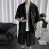 Sommeranzug Herrenmode Grau Schwarz Kurzärmelige Anzugjacke Männer Koreanischer Stil Lose Kleidjacke Herren Business Social Anzug X0909