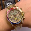 Orologio da uomo a diamante zircone orologi meccanici automatici 43mm Montre de lussuoso orologio da polso ad anello diamantato arcobaleno
