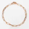 4mm Womens Girls Paperclip Rolo Link Bracelet 585 Rose Gold Filled Chain Fashion Jewelry Accessories Gifts 20cm Dcb60299P1599021