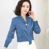 Korean Silk Women Blouses Satin Shirts Elegant Woman Long Sleeve Blouse V Neck Shirt Plus Size Blusas Mujer De Moda 210531
