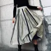 [EAM] 높은 허리 스트라이프 콘트라스트 컬러 분할 조인트 기질 반 바디 스커트 여성 패션 봄 가을 1W412 210621