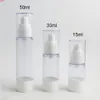 360 x 15ml 30ml 50ml Clear Airless White Pump Bottle Refillerbar Kosmetisk behållare Essence Oil Lotion PackagingHigh Qty