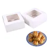 10pcs Fenestration Style Gift Box Kraft Paper Dessert Chocolate Wrapping Candy Packaging Muffin Puff White Wrap