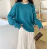 Koreanska stil Kvinnor Kläder Chic Sweaters Fake 2 Pieces Lace Stitch Pull Jumpers Solid Pure White Twisted Stick 210430