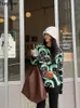 女性のセーターNeploe秋2021女性の服シックな愛撫襞の花柄のニットプルオーバートップスOネック長袖セーター韓国のスイート