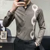 Chemise décontractée hommes robe d'affaires formelle chemises mode imprimé à manches longues Slim Fit bureau Social Blouse Chemise Homme 210527