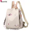 Accesso de compras ao ar livre fornece mulheres mochila flor bordado ombro bolsa de escola anti-roubo bagpack y1105