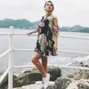 Uit Schouder Ruffles Print Chiffon Mini Jurk Damesriem Butterfly Mouw Backless Sexy Zomer Beach Jurk Plus Size Vestidos 210507