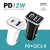 12W 2.4A高速車充電器Daul Ports PD USB C CAR CARCHER POWERADAPTER for iPhone 11 12 13 14 15 Samsung Xiaomi S1