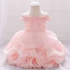 2021 Winter White Cake Tutu Dress 1st Birthdays Dress For Baby Girl Clothes Baptism Princess Party Dresses Flower Girl Shoulderl G1129