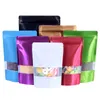 100 stks / partij kleur aluminium folie thee verpakking tas koffieboon biscuit bakken zelfklevende voedsel afdichting zakken recyclebaar