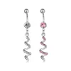 YYJFF D0013-2 (2 färger) Piercing Body Jewelry New Style Navel Belly Ring Clear Pink Colors Stone Drop Shipping