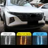 1set luzes de corrida diurna LED DRL dinâmico volta sinal carro nevoeiro luz luzes do dia para Hyundai Tucson 2021 2022