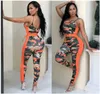 Zomer camouflage long jumpsuits sportwear dames riem strapless femme overalls romprand vrouwen fitness jumpsuits streetwear 210709