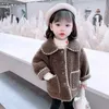 Kızlar Kürk Ceket Kalın Sıcak Mont Giyim Kış Çocuk Yürüyor Bebek Kız Giysileri 211204