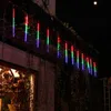 Kerstdecoratie lichte snaren meteor douche regen buis strip lichten voor boom outdoor tuin decor 50cm kleurrijke blauwe warme witte 8 streep / pc's