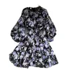 Primavera verão à beira-mar férias vestidos mulheres redonda lanterna lanterna lanterna cintura curta floral mini vestido gk731 210506