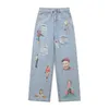 Men039s Jeans Hip Hop Hole 70s 80s Portrait Print Painted Pants Mens Streetwear Oversize Retro Vibe Syle Denim Trousers Loose444154692077