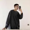 IEFB / men's wear spring solid color pullover long-sleeved T-shirt male loose personality hole all-match tops 9Y1201 210524