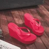 Kvinnor Sommar Wedge Rubber Flip Flops Heeled Mules Candy Colors Plattform Shale Beach Tofflor