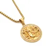 yutong Unisex 316L Stainless Steel Cool Gold-Color Medusa Clean Stone Pendant Chain239W