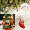 인사말 카드 크리스마스 장식품 DIY 작은 나무 디스크 서클 페인팅 라운드 소나무 슬라이스 구멍 주트 파티 용품