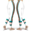 Ao ar livre casual magro impresso das mulheres esporte leggings femme cor fresca listrado magro elástico treino azul legging xl