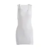 cotton sleeveless v-neck women dress elastic fitness fashion solid white skinny bodycon mini dresses streetwear outfits 210518